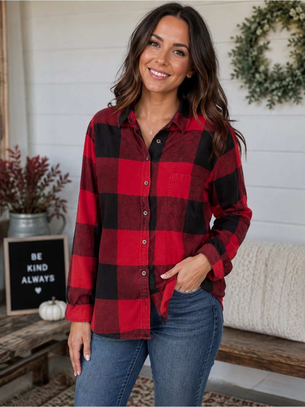 Sonoma Red & Black Buffalo Plaid Button-Down Shirt